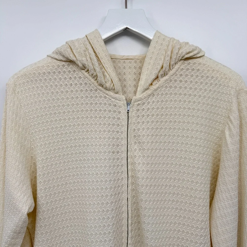Vintage 60s Dotti Original Cover Up Top Large Hooded Tabit Zipper Coastal Beachy